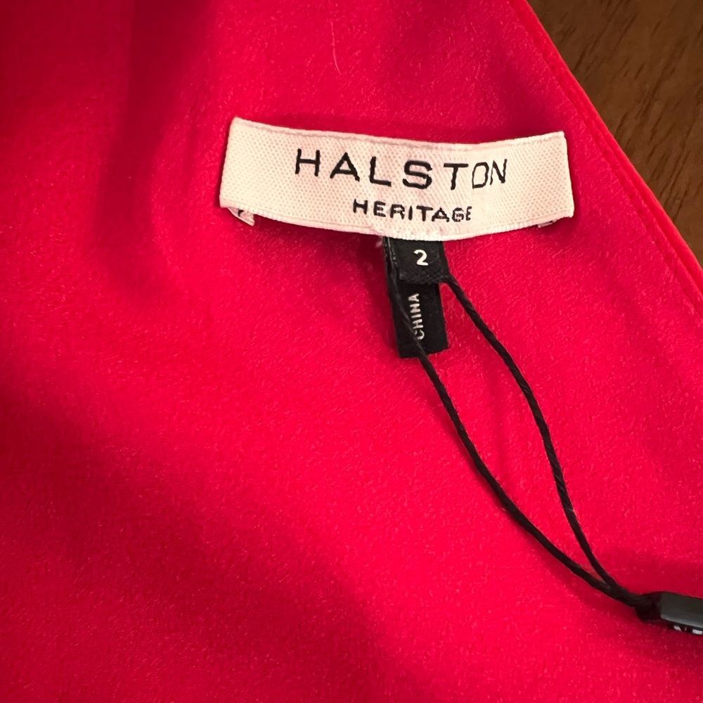 Halston One Shoulder Raspberry Mini Dress Draped Ruffle Cocktail Party NWT 2 - Picture 7 of 7